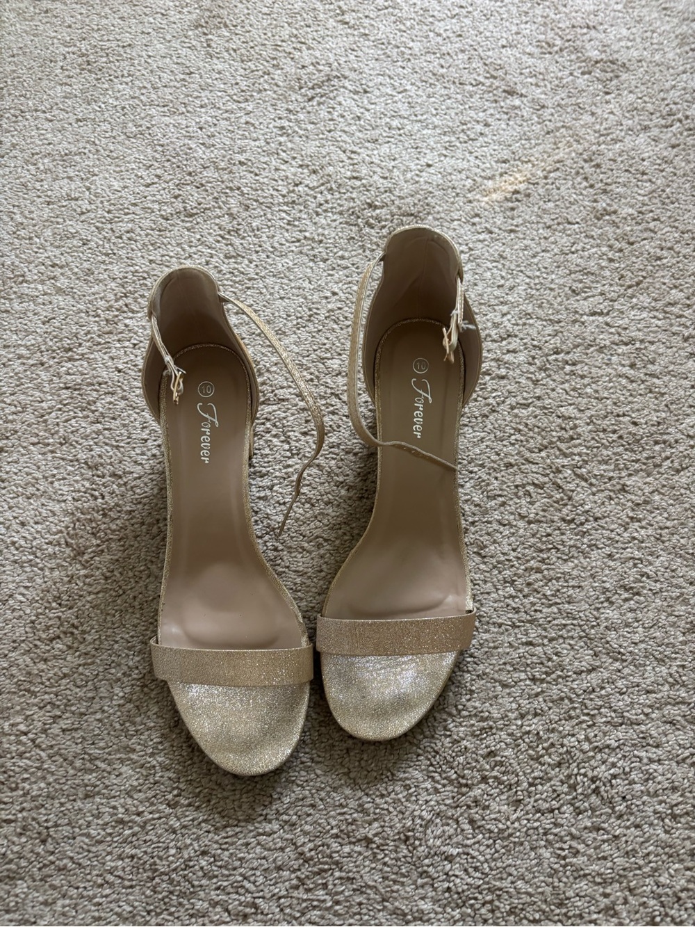 Forever Gold Glitter Ankle-Strap Heels
